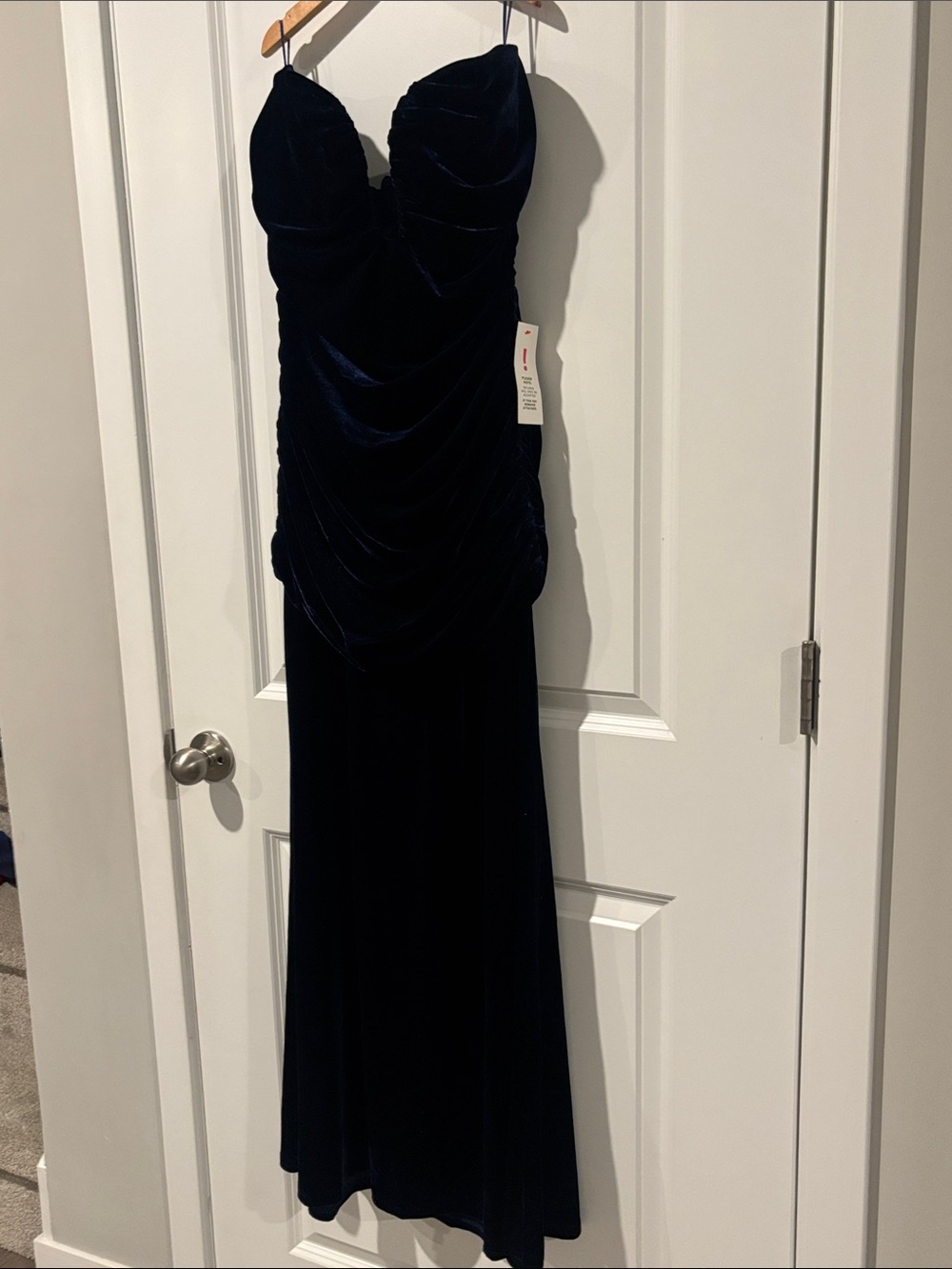 Bardot Elvira Velvet Strapless Navy Gown - Picture 7 of 11